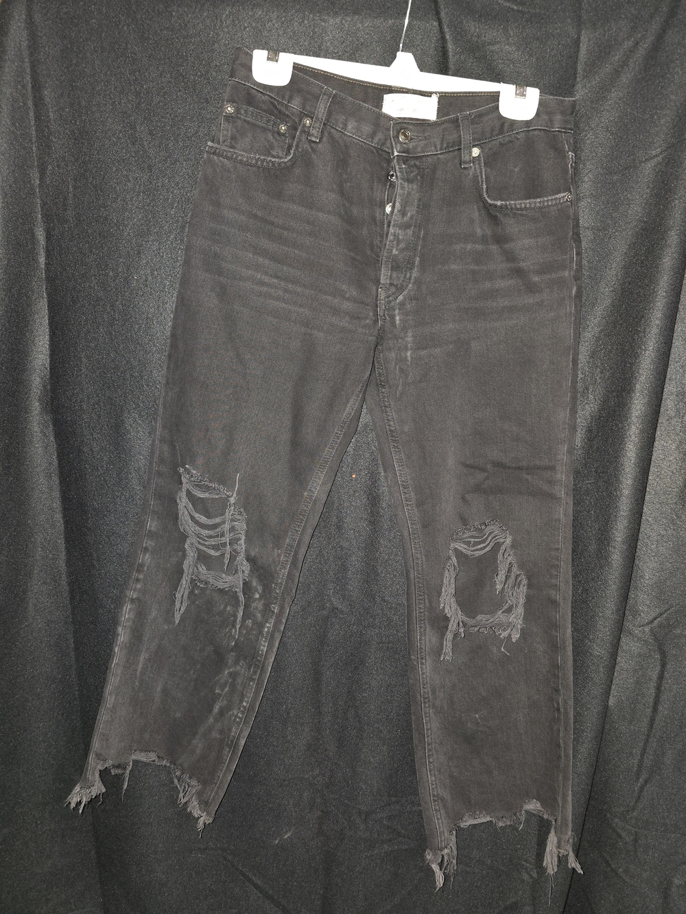 We The Free Washed Black Distressed Ankle Jeans